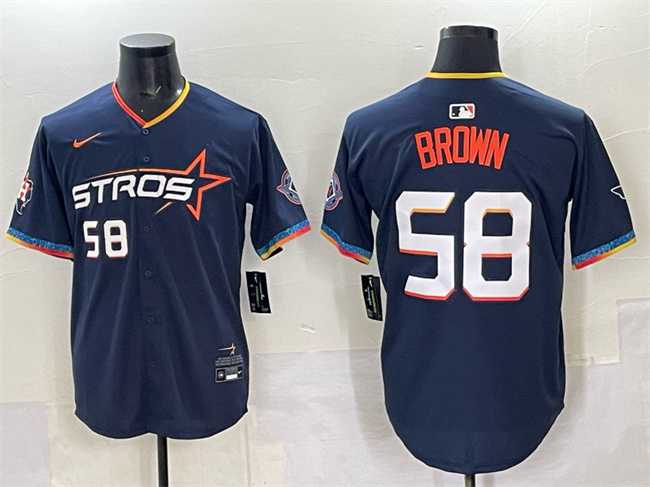 Men%27s Houston Astros #58 Hunter Brown Navy 2025 City Connect Limited Stitched Jersey