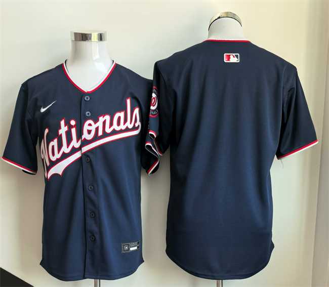 Men%27s Washington Nationals Blank Navy Stitched Jersey