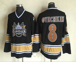 Men%27s Washington Capitals #8 Alex Ovechkin 2000-01 Black CCM Vintage Throwback Jersey