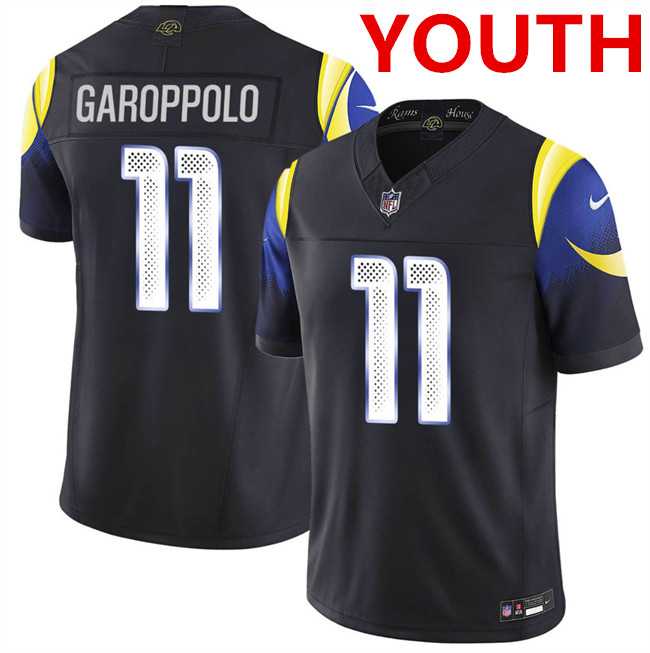 Youth los angeles rams #11 jimmy garoppolo Black 2025 F.u.s.e. %27rivalries%27 Vapor Limited Stitched Jersey Dzhi