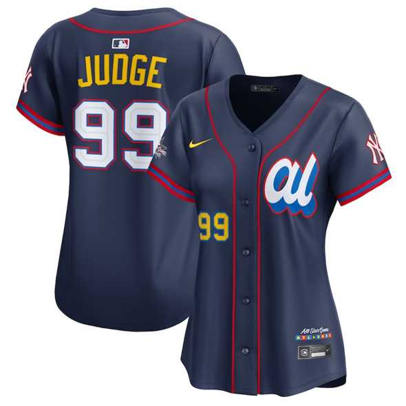 Women%27s American League #99 Aaron Judge Navy 2025 All-Star Edition Limited Stitched Baseball Jersey(Run Small)