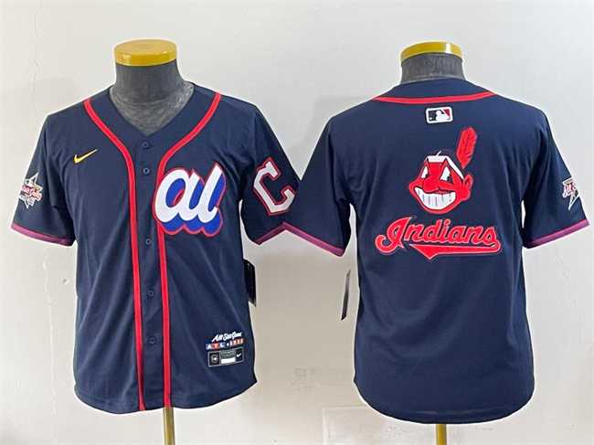 Youth American League Cleveland Guardians Team Big Logo Navy 2025 All-Star Edition Limited Stitched Baseball Jersey