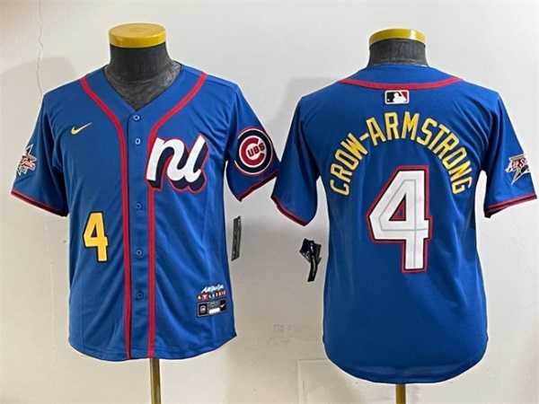 Youth National League #4 Pete Crow-Armstrong Blue 2025 All-Star Edition Limited Stitched Baseball Jersey