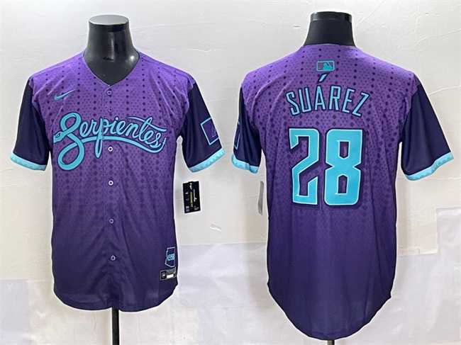 Men%27s Arizona Diamondbacks #28 Eugenio Suarez Purple 2025 City Connect Limited Stitched Baseball Jersey