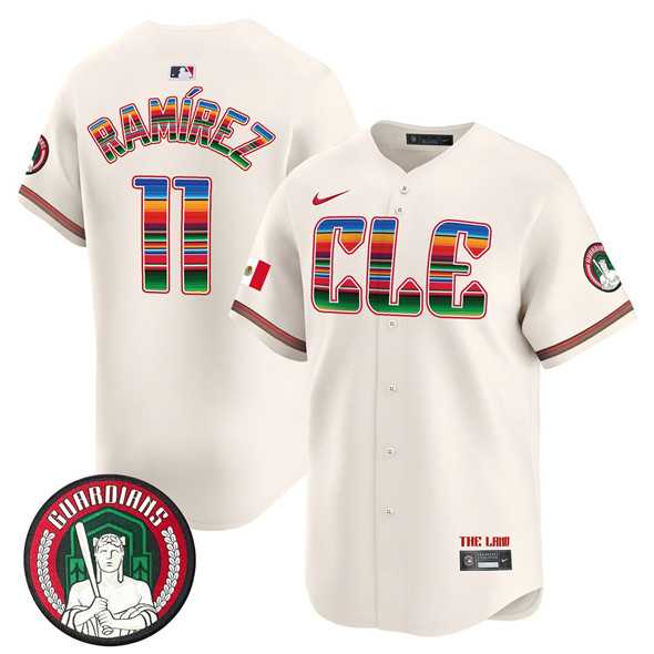 Men%27s Cleveland Guardians #11 Jose Ramirez Cream Mexico Vapor Premier Limited Stitched Baseball Jersey Dzhi