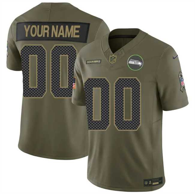Men%27s Seattle Seahawks Active Player Custom Olive 2025 F.U.S.E. Salute to Service Limited Stitched Football Jersey