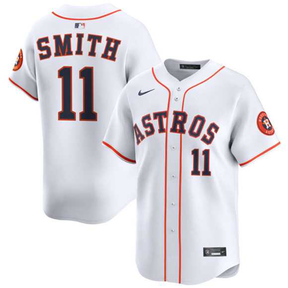 Men%27s Houston Astros #11 Cam Smith White 2025 Home Limited Stitched Baseball Jersey Dzhi