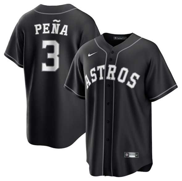 Men%27s Houston Astros #3 Jeremy Pena Black Lights Out Limited Stitched Baseball Jersey Dzhi