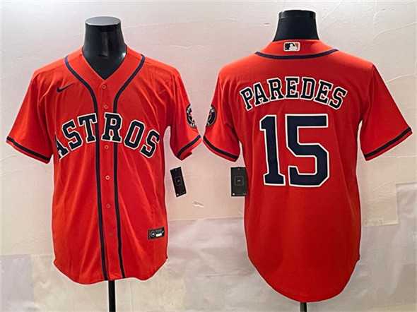 Men%27s Houston Astros #15 Isaac Paredes Orange Cool Base Stitched Baseball Jersey