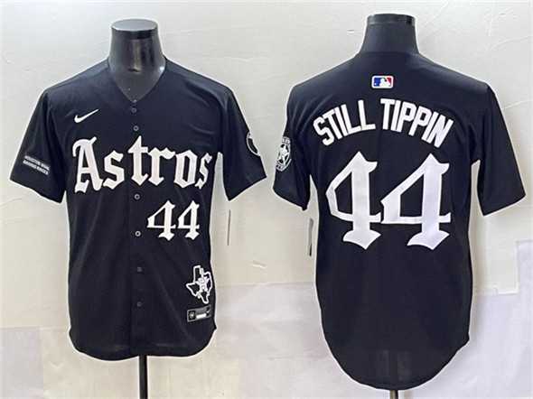 Men%27s Houston Astros #44 Still Tippin Black Gothic %27Houston Born Barrio Raised%27 Limited Stitched Baseball Jersey