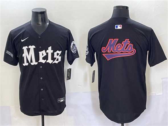 Men%27s New York Mets Team Big Logo Black %27Gotham Gothic Edition%27 Vapor Premier Limited Stitched Baseball Jersey