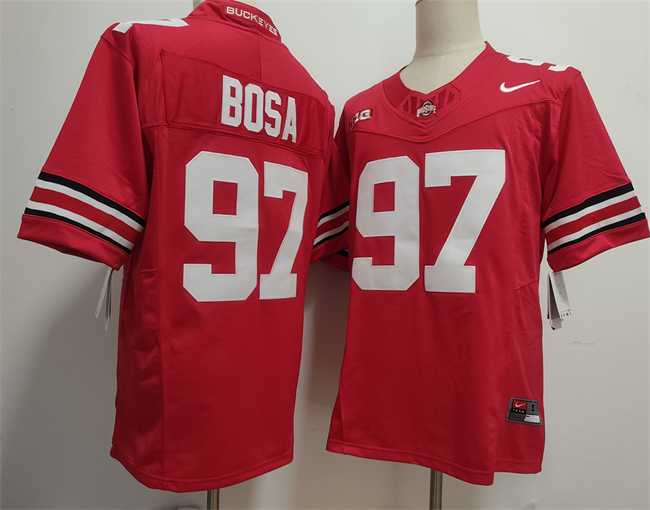Men%27s Ohio State Buckeyes #97 Nick Bosa Red 2025 F.U.S.E. Limited Stitched Jersey