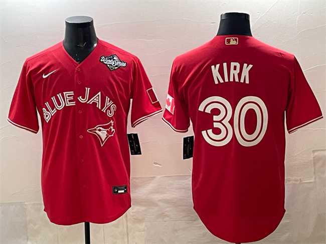 Men%27s Toronto Blue Jays #30 Alejandro Kirk Red 2025 World Series Cool Base Stitched Jersey