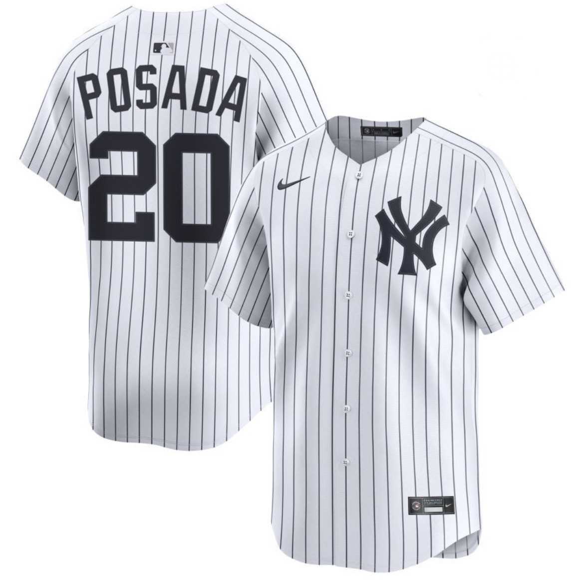 Men%27s New York Yankees #20 Jorge Posada White Cool Base Stitched Baseball Jersey Dzhi