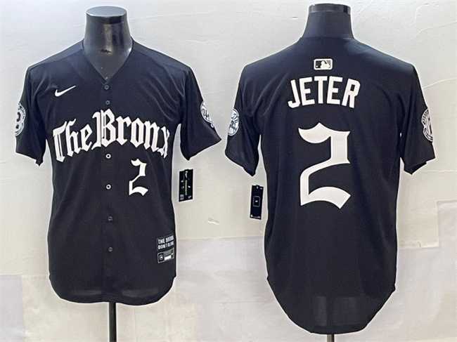 Men%27s New York Yankees #2 Derek Jeter Black %27Gothic Legacy Edition%27 Vapor Premier Limited Stitched Baseball Jersey