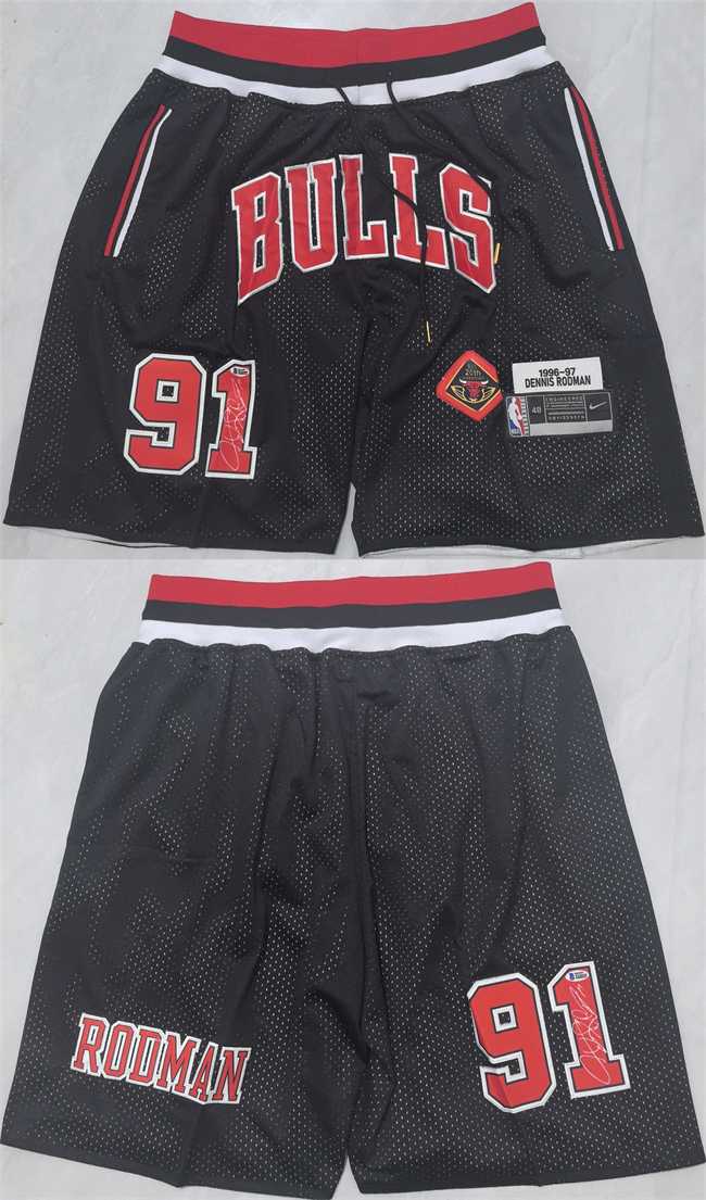 Men%27s Chicago Bulls #91 Dennis Rodman Black 2025 Shorts