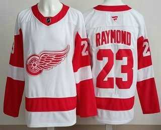 Men%27s Detroit Red Wings #23 Lucas Raymond White Authentic Jersey