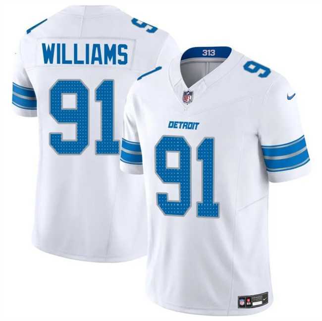 Men & Women & Youth Detroit Lions #91 Tyleik Williams White 2025 F.U.S.E. Vapor Limited Stitched Game Jersey