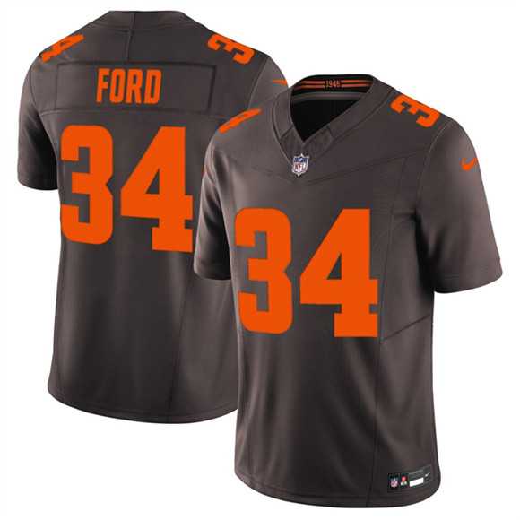 Men%27s Cleveland Browns #34 Jerome Ford Brown 2025 F.U.S.E. Alpha Dawg Limited Stitched Jersey Dzhi