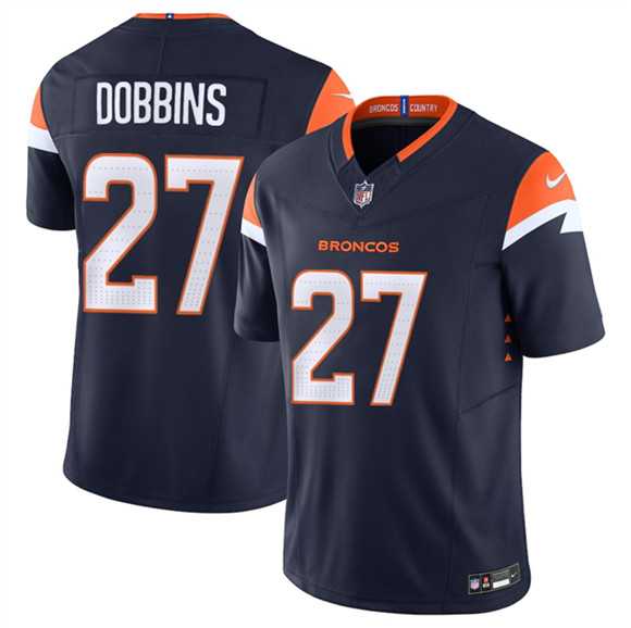 Men%27s Denver Broncos #27 J.K. Dobbins Navy F.U.S.E. Vapor Limited Stitched Jersey Dzhi