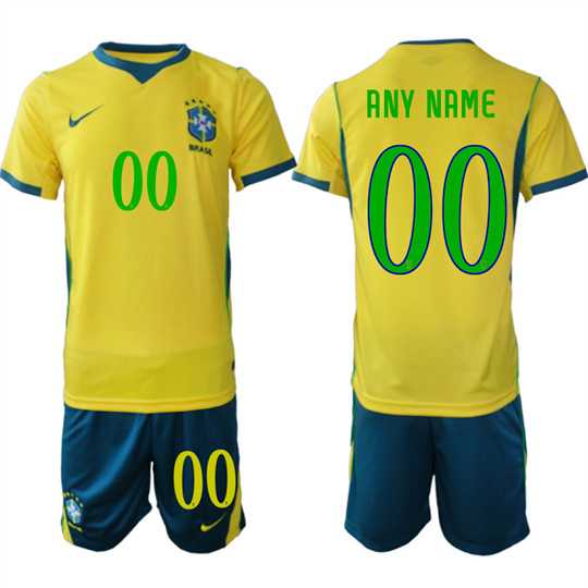 Men%27s Brazil Custom Any Name And Number National Team FIFA x World Cup 2026 Home On Field Jersey