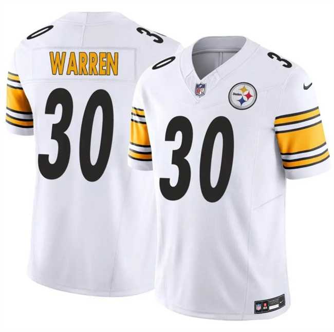Men%27s Pittsburgh Steelers #30 Jaylen Warren White 2025 F.U.S.E. Vapor Limited Stitched Jersey Dzhi