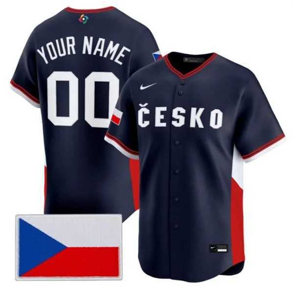 Men%27s Czech Republic Baseball Custom Nike Navy 2026 World Baseball Classic Jersey