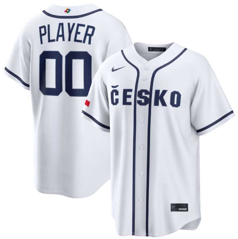 Men%27s Czech Baseball Active Player Custom White 2026 World Baseball Classic Home Stadium Stitched Jersey