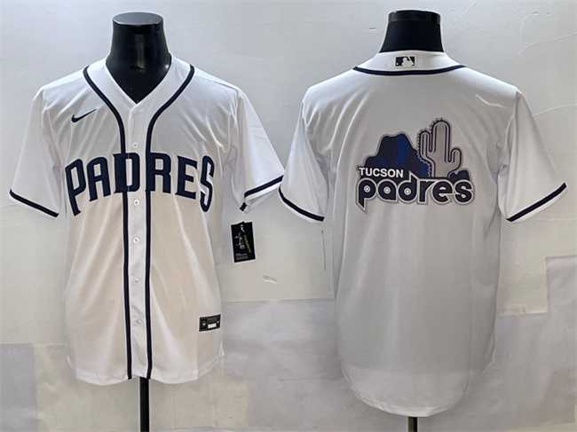 Men%27s San Diego Padres Team Big Logo White Cool Base Stitched Baseball Jersey1