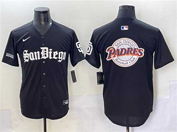 Men%27s San Diego Padres Team Big Logo Black Gothic Edition Vapor Limited Stitched Baseball Jersey