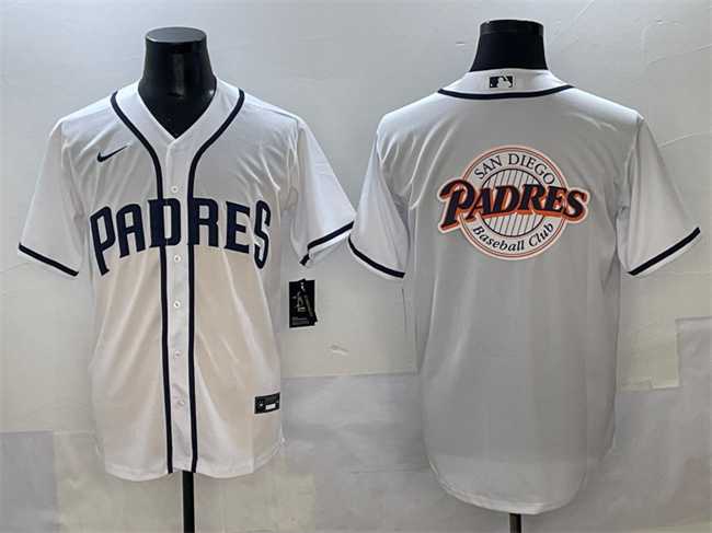 Men%27s San Diego Padres Team Big Logo White Cool Base Stitched Baseball Jersey
