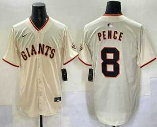 Men%27s San Francisco Giants #8 Hunter Pence Cream Limited Stitched Jersey