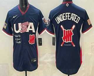 Men%27s USA Undefeated Navy 2026 World Baseball Classic Cool Base Jersey