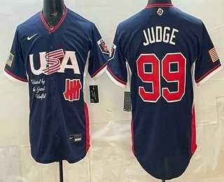 Men%27s USA Undefeated #99 Aaron Judge Navy 2026 World Baseball Classic Cool Base Jersey