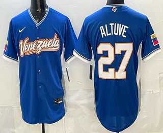 Men%27s Venezuela #27 Jose Altuve Blue 2026 World Baseball Classic Cool Base Jersey