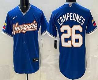 Men%27s Venezuela #26 Venezuela Blue 2026 World Baseball Classic Cool Base Jersey