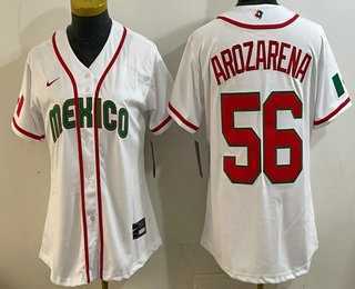 Women%27s Mexico #56 Randy Arozarena White 2026 World Baseball Classic Cool Base Jersey