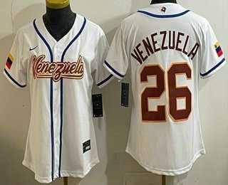 Women%27s Venezuela #26 Venezuela White 2026 World Baseball Classic Cool Base Jersey