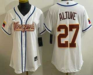 Women%27s Venezuela #27 Jose Altuve White 2026 World Baseball Classic Cool Base Jersey