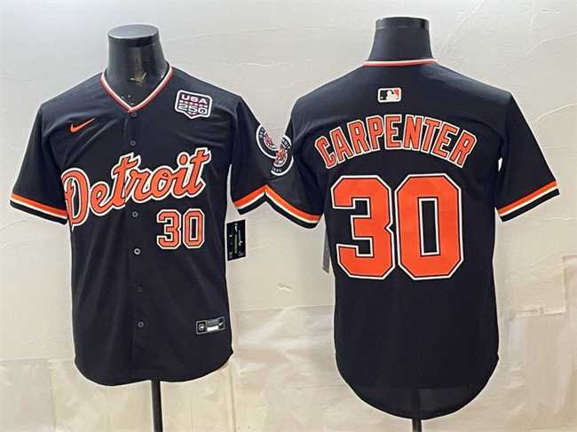 Men%27s Detroit Tigers #30 Kerry Carpenter Black 2026 Alternate USA 250%27 Patch Vapor Premier Limited Stitched Jersey Dzhi