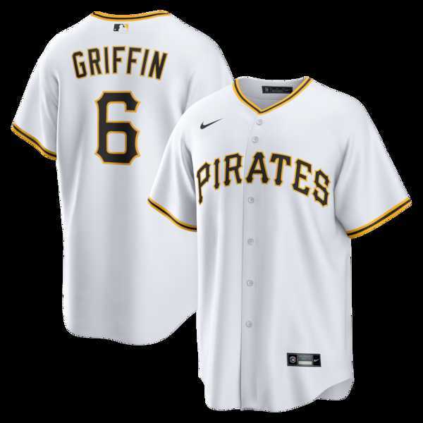 Men%27s Pittsburgh Pirates #6 Konnor Griffin Nike White Home Replica Jersey Dzhi