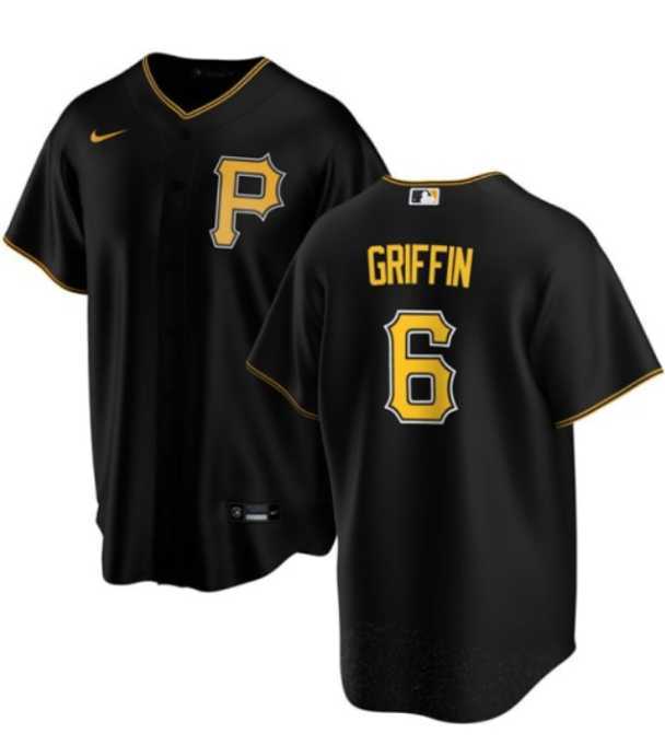 Men%27s Pittsburgh Pirates #6 Konnor Griffin Black Cool Base Stitched Jersey Dzhi