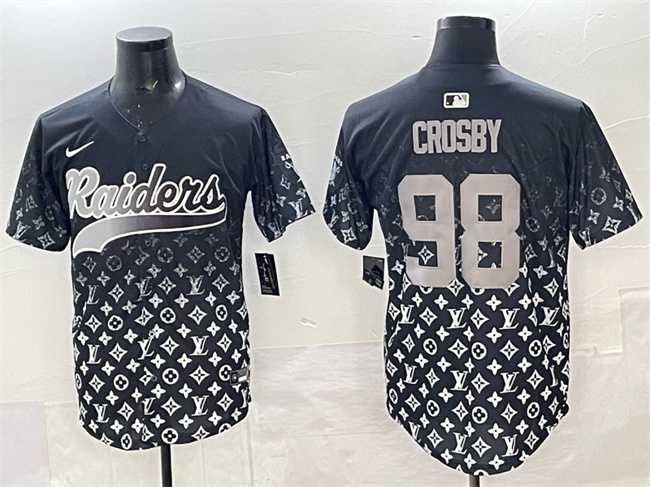 Men%27s Las Vegas Raiders #98 Maxx Crosby Black Limited Stitched Baseball Jersey