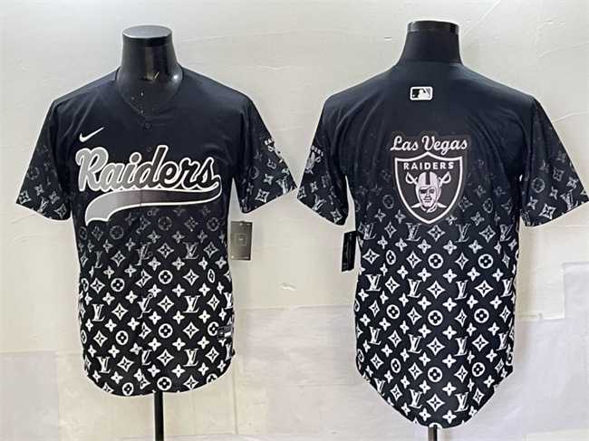 Men%27s Las Vegas Raiders Team Big Logo Black Limited Stitched Baseball Jersey