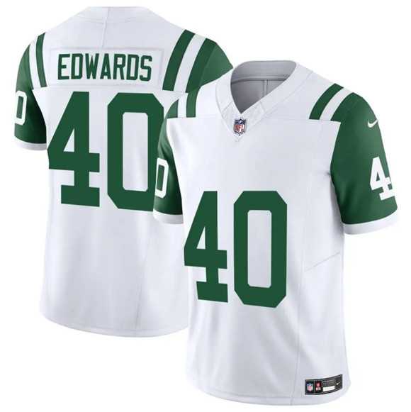 Men%27s New York Jets #40 Donovan Edwards White 2025 F.U.S.E. Classic Alternate Vapor Untouchable Limited Stitched Jersey Dzhi