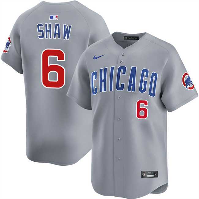 Men%27s Chicago Cubs #6 Matt Shaw Grey Limited Stitched Jersey Dzhi
