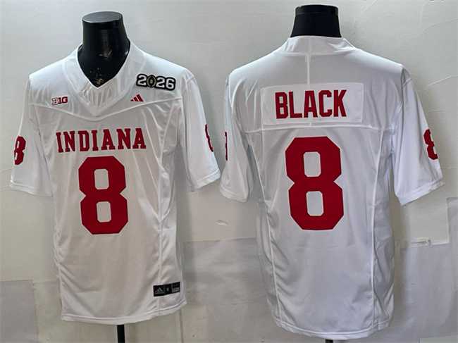 Men%27s Indiana Hoosiers #8 Kaelon Black White F.U.S.E. 2026 Patch Stitched Football Jersey