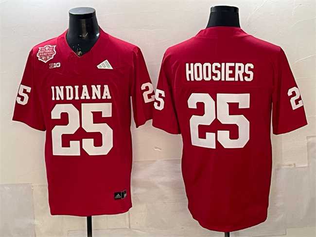 Men%27s Indiana Hoosiers #25 Hoosiers Red F.U.S.E. 2025 National Champions Patch Stitched Football Jersey