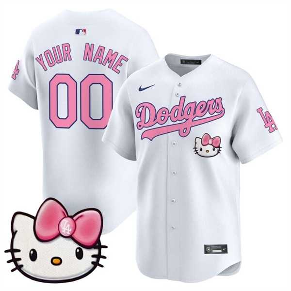 Men%27s Los Angeles Dodgers ACTIVE PLAYER Custom White 2025 Hello Kitty Vapor Premier Limited Stitched Baseball Jersey