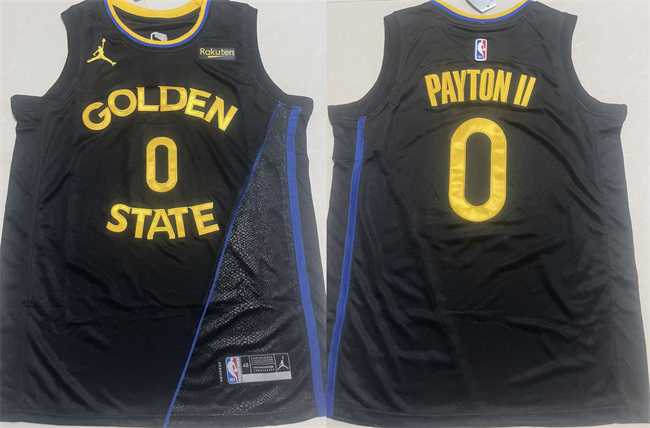 Men%27s Golden State Warriors #0 Gary Payton II Black 2024-25 Statement Edition Stitched Basketball Jersey